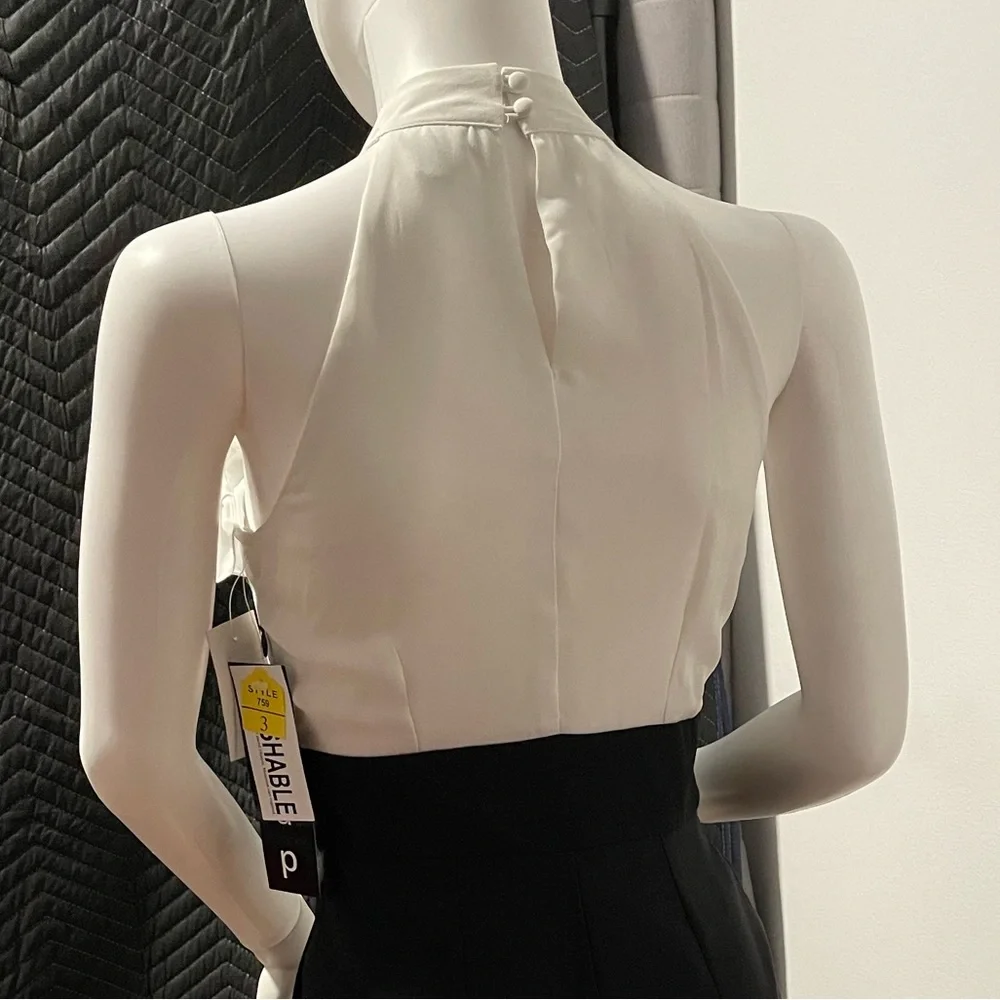 NWT black & white dress w/ ruffle chiffon top, size 3 - Picture 3 of 8